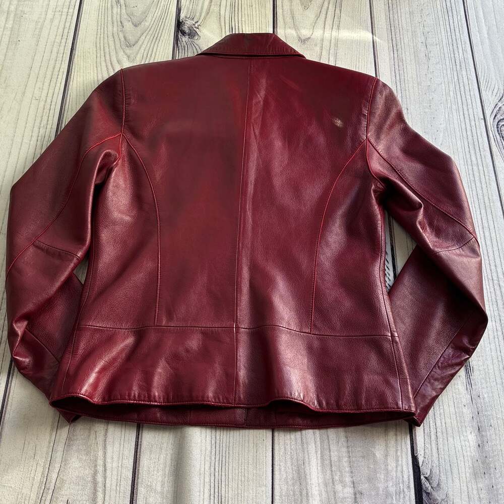 Vintage VTG CASLON Red Lambskin Leather Jacket SZ XS Moto Y2K Preppy Retro - Picture 10 of 12
